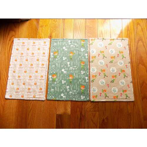 Set of 3 Peter Pan Burp Cloths