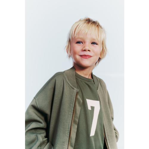 FLEECE LOGO BOMBER JACKET - Khaki | ZARA United States