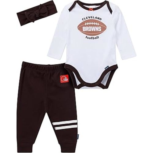 Gerber NFL baby-girls 3-piece Onesie Bodysuit, Pants & Headband Set