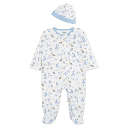 Little Me Puppy Play Cotton Footie & Hat Set | Nordstromrack