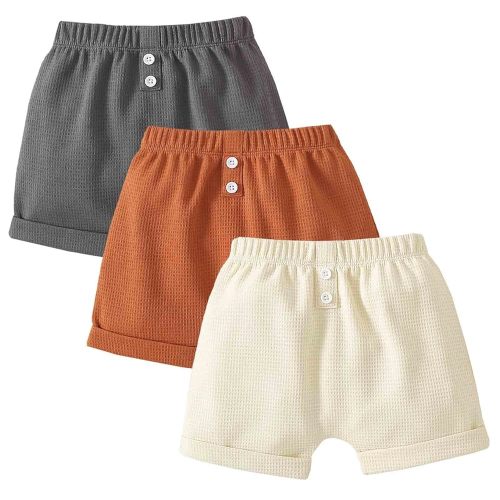 SOBOWO Baby Boys Girls Sport Shorts Summer 3-Pack Solid Cotton Jogger Active Shorts Casual Harem Pants 0-24 Months