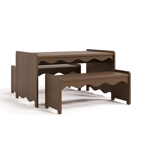 Storkcraft Casablanca Montessori Indoor Kids Table & Bench Set – Premium Kids Activity Table and Bench Set, Toddler Furniture for Crafts and Snack Time, Durable & Easy-to-Clean Surface (Hazelnut)