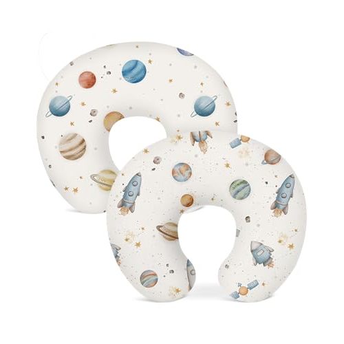 Nursing Pillow Covers 2 Pack, Stretchy Breastfeeding Pillow Covers for Baby | Soft Stretchy Fabric, Snug Fit for Breastfeeding Pillow, Newborn Nursery Essential for Baby Boy and Girls (Stellar Adventure)