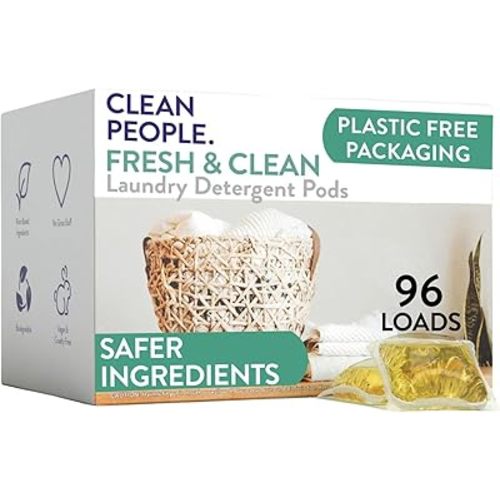 The Clean People Laundry Detergent Pods - Hypoallergenic Laundry Pods - Ultra Concentrated, Recyclable Packaging, Stain Fighting - Fresh Scent, 96 Pack