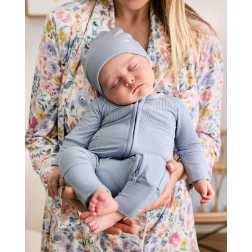 Light Fog Ribbed Zippy – Little Sleepies