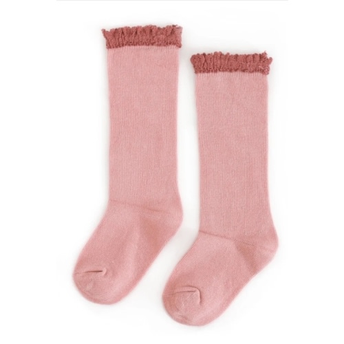 Blush + Mauve Lace Top Knee High Socks