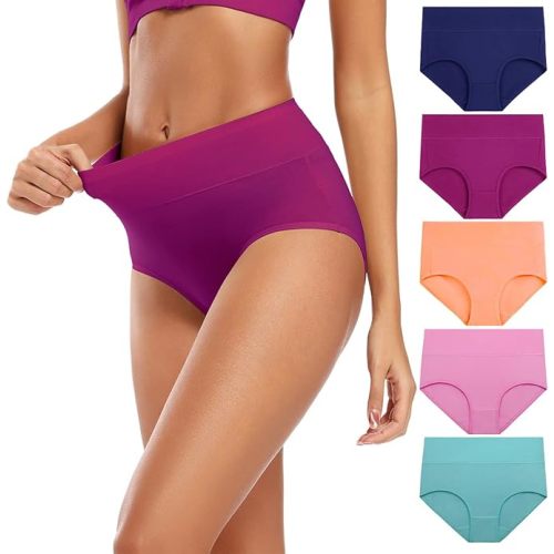 Molasus Women's Cotton Underwear High Waisted Full Coverage Ladies Panties (Regular & Plus Size)