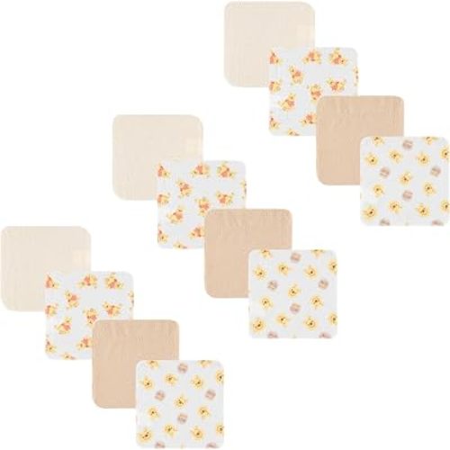 Disney Baby Washcloths 12 Pack – Ultra Soft Baby Wash Cloths, Lilo & Stitch (Stitch & Angel), Winnie the Pooh & Mickey Mouse, Absorbent Newborn Bath Essentials