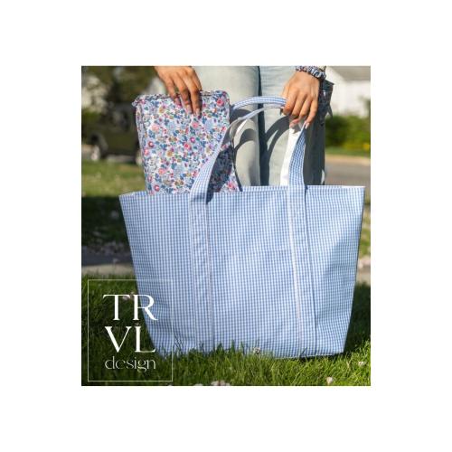 TRVL Jumbo Tote - Gingham Sky