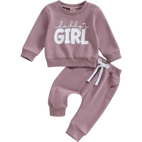 Toddler Baby Girl Clothes Daddys Girl Long Sleeve Pullover Sweatshirt Stretch Jogger Pants Infant Fall Winter Outfit