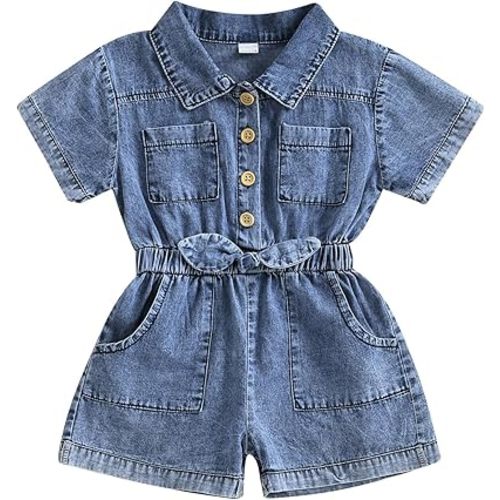 Ledy Champswiin Summer Toddler Girl Jumpsuit Shorts Little Girl Overalls Clothes Baby Jean Romper Jumpsuit One Piece Outfit