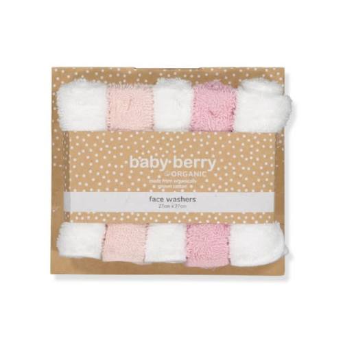 Medium Pink Baby 5 Pack Face Washer Set | Best&Less™ Online