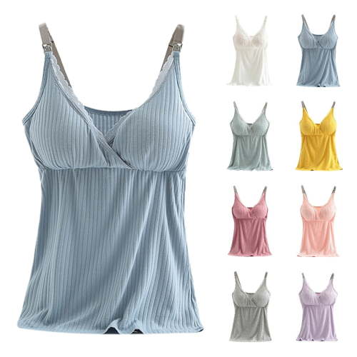 Avrntaa Nursing Cami Tank Tops for Breastfeeding Women - Nursing Tops Maternity Shirts with Built in Bra