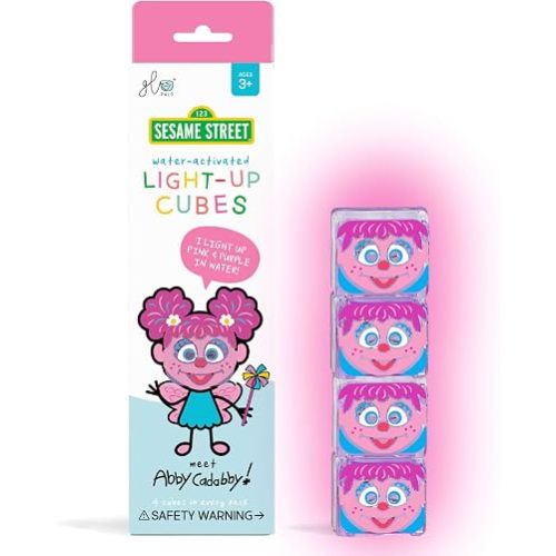 Glo Pals Sesame Street Water-Activated Light-Up Cubes, Abby Cadabby 4 Pack