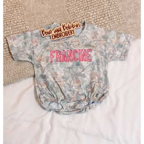 Girls Camo Bubble with Custom Name | Personalized Baby Onesie | Boy Summer Outfit |