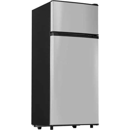 4.5 Cu.Ft Mini Fridge with Freezer, Small Fridge with 2 Doors for Office, Kitchen, Dorm and Bedroom, Mini Refrigerator with Adjustable Shelves (Silver)