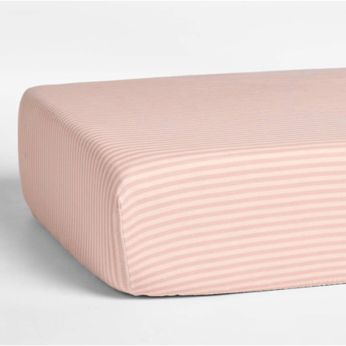 Supersoft Lilac Rose Striped 100% Organic Cotton Gauze Baby Crib Fitted Sheet