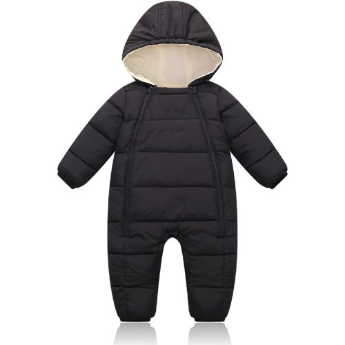 Infant Toddler Snowsuit Cute Newborn Winter Coat Warm Hooded Jumpsuit for Boys Girls 0-24 Months