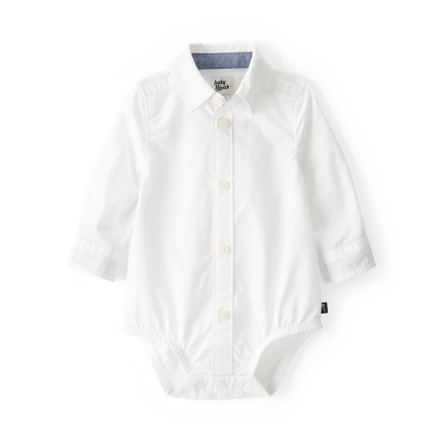 Baby Boy Button-Front Long Sleeve Bodysuit - White - OshKosh B'gosh | Carter's