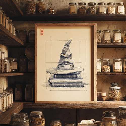 The Sorting Hat Printable Wall Art: Unique Vintage Home Decor for Book Lovers (Digital Download)
