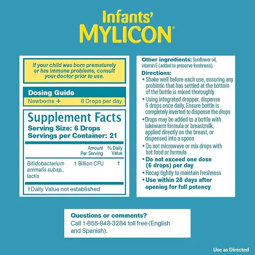 Infants' Mylicon Daily Probiotic Drops, for Colic and Fussiness, 8mL, 21 Daily Doses