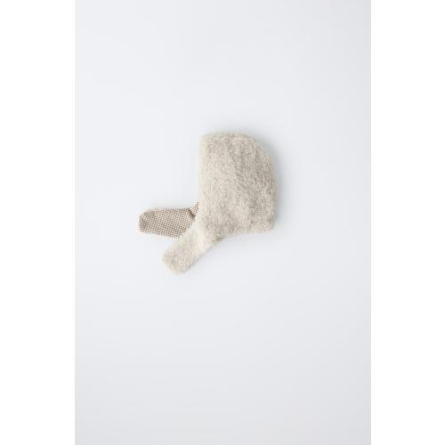 PLAID-LINED FAUX SHEARLING HOOD - Ecru | ZARA United States