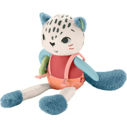 Fisher-Price Baby Toy Planet Friends Spotting Fun Snow Leopard Plush with Sensory Activities for Newborns Ages 3+ Months