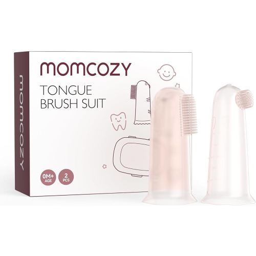 Momcozy Silicone Finger Toothbrush for Baby, Baby Finger Toothbrush for Training Teething, Infant Oral Cleaner, 2 Pcs Silicone Toothbrush