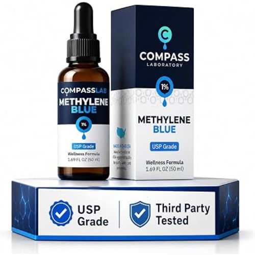Compass Laboratory Methylene Blue 1% Solution | USP-Grade Research Formula | Premium Purity, Practitioner-Directed Use | 50 mL Amber Glass Dropper Bottle | Made in USA