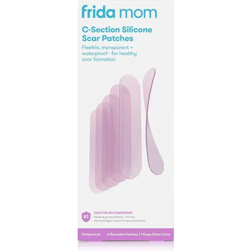 Frida Mom C-Section Silicone Strips, C-Section Recovery Must Have Scar Patches, Reusable Medical Grade Treatment for Keloid Scars, Includes Case & Pouch