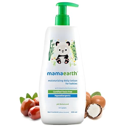 Mamaearth Daily Moisturizing Baby Body Lotion | Skin Nourishment with Shea Butter & Jojoba Oil | Gentle Formula for Delicate Skin of Babies | 13.53 Fl Oz (400ml)