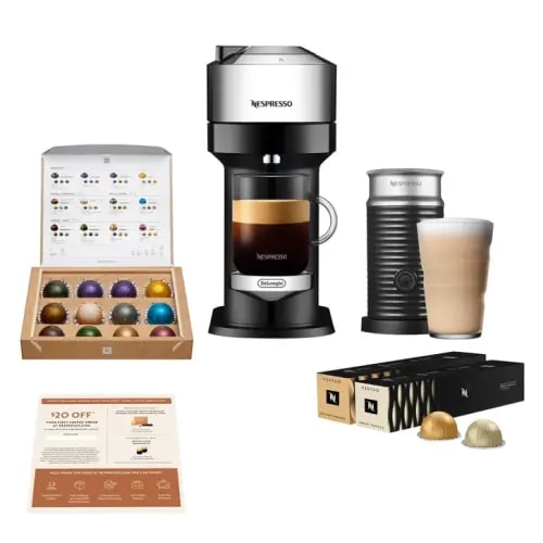 Nespresso Vertuo Next Deluxe with Aeroccino 3 and 32 Capsules | Costco