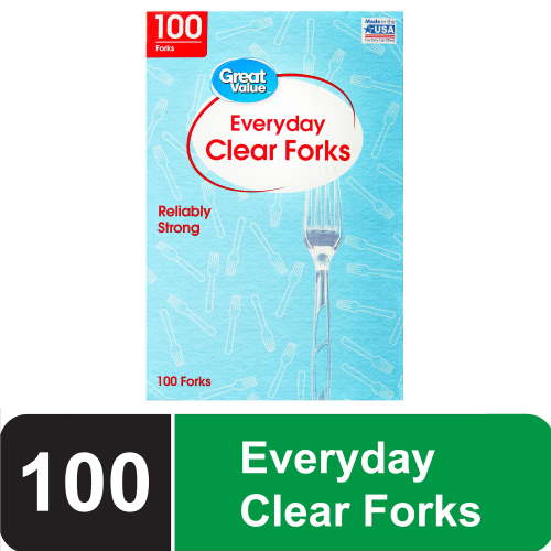 Great Value Everyday Clear Disposable Forks, 100 Count
