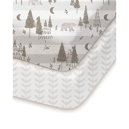 Pack and Play Sheets Fitted 2 Pack, 38x26 Graco Pack n Play Sheets for Playard & Travel Crib Mattress, Ultra Soft Jersey Knit, Breathable Stretchy Deep Pocket, Compatible with Mini Cribs