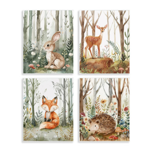 Ophelia & Co. Baby Animals in Woods Wall Plaque Art Set by LSR Design Studio | Wayfair