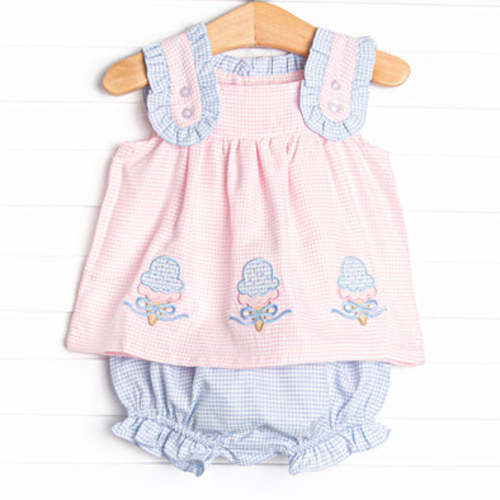 Soft Serve Scoops Applique Diaper Set, Pink – Stitchy Fish