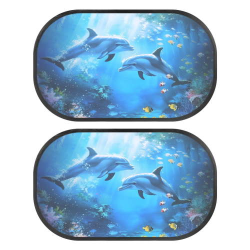 Yuyamidu Dolphin Car Window Sun Shades for Kids Blue Back Window Sunshades for Car 2 Pack Cute Sunshade for Car Window Car Side Window Sun Visor Car Accessories