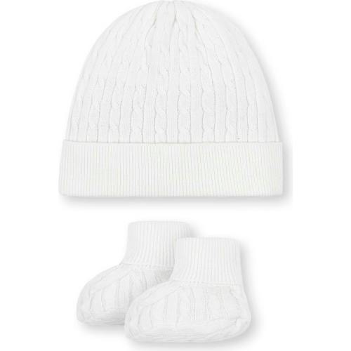 Organic Sweater Beanie and Bootie 2-Piece Set, White