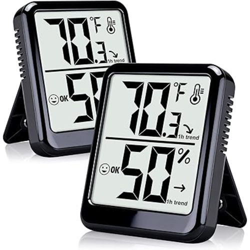 2-Pack Room Thermometer Indoor Hygrometer for Home, Temperature Humidity Meter, Humidity Gauge, Digital Room Temperature Monitor Sensor for Baby Nursery Car Plant - AAA Battery Included