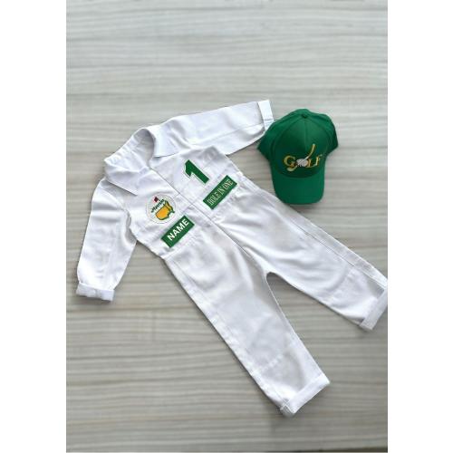 Personalized Golf Long-Short Caddy Masters Inspired*Toddler Golf White-Green Suit*Baby Golf 1st Birthday Uniform*1st Birthday Golf Costume