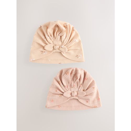 Apricot Ditsy 2 Pack Baby Turbans (0-18mths)