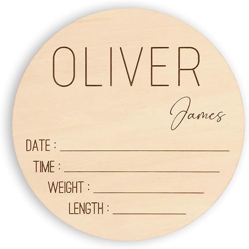 Personalized Birth Announcement Sign for Hospital, Custom Wooden Newborn Baby Name Sign with Birth Stats (202604A)