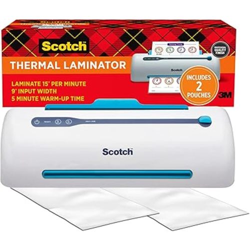 Scotch PRO TL906 Thermal, Laminator Machine, 1 Laminating Device, White/Blue, Laminate Recipe Cards, Photos, Documents, for Home, Office, or School Supplies, 9 in
