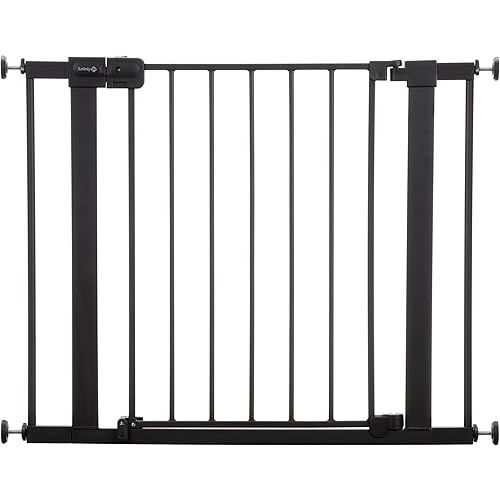Safety 1st Easy Install Baby Gate for Doorways, Auto-Close Pressure-Mounted Magnetic Latch, Indoor Dog Gates, No Drilling, Fits 29"-38", Black