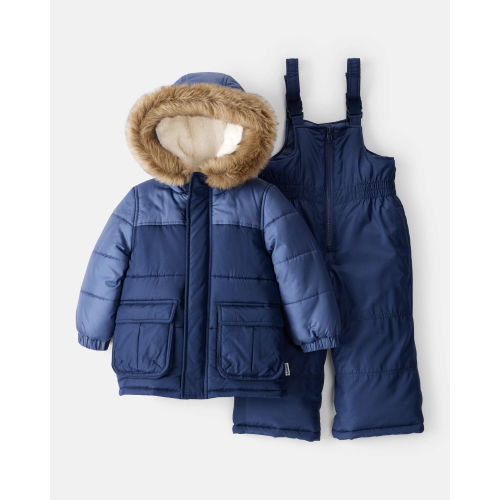 Toddler Boy 2-Piece Hooded Snowsuit Jacket & Bib Set - Navy - Carter's | Carter's