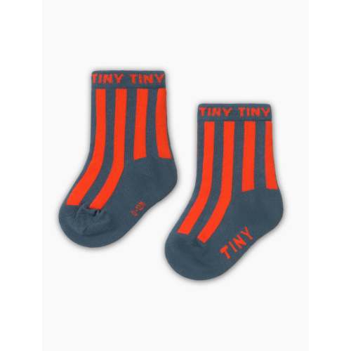 Stripes Medium Baby Socks in Slate Blue/Orange Stripes