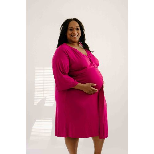 Amelia Labor & Postpartum Gown in Raspberry Red – Lila