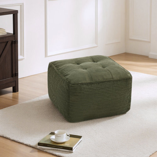 Ebern Designs Soft And Supportive Corduroy Footrest Ottoman Pouf | Wayfair