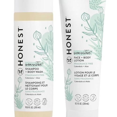 The Honest Company Fragrance Free Bundle for Sensitive Skin | 2-in-1 Cleansing Shampoo + Body Wash and Hydrating Face + Body Lotion | Gentle for Baby + Hypoallergenic | 10 fl oz, 8.5 fl oz