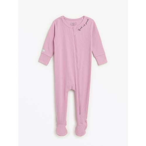 Solid Mauve PJ Footed Onesie Ribbed Cotton-Bamboo Blend – Holy Pals
